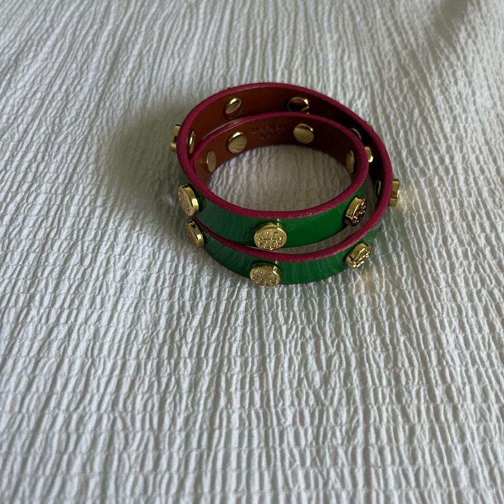 Tory Burch green double wrap bracelet